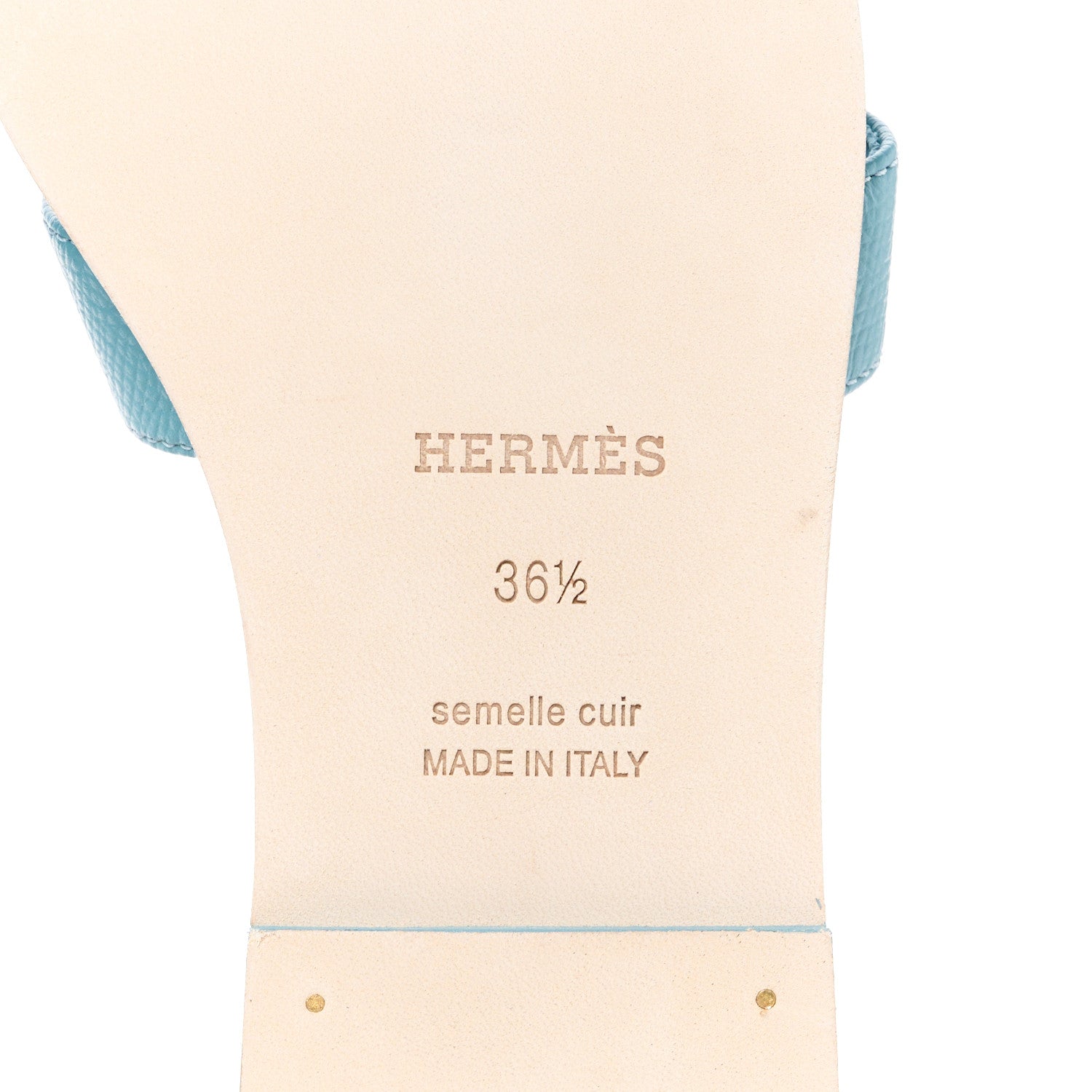 Hermes Epsom Oran Sandals 36.5 Bleu Littoral 6 of 9