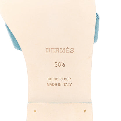 Hermes Epsom Oran Sandals 36.5 Bleu Littoral 6 of 9