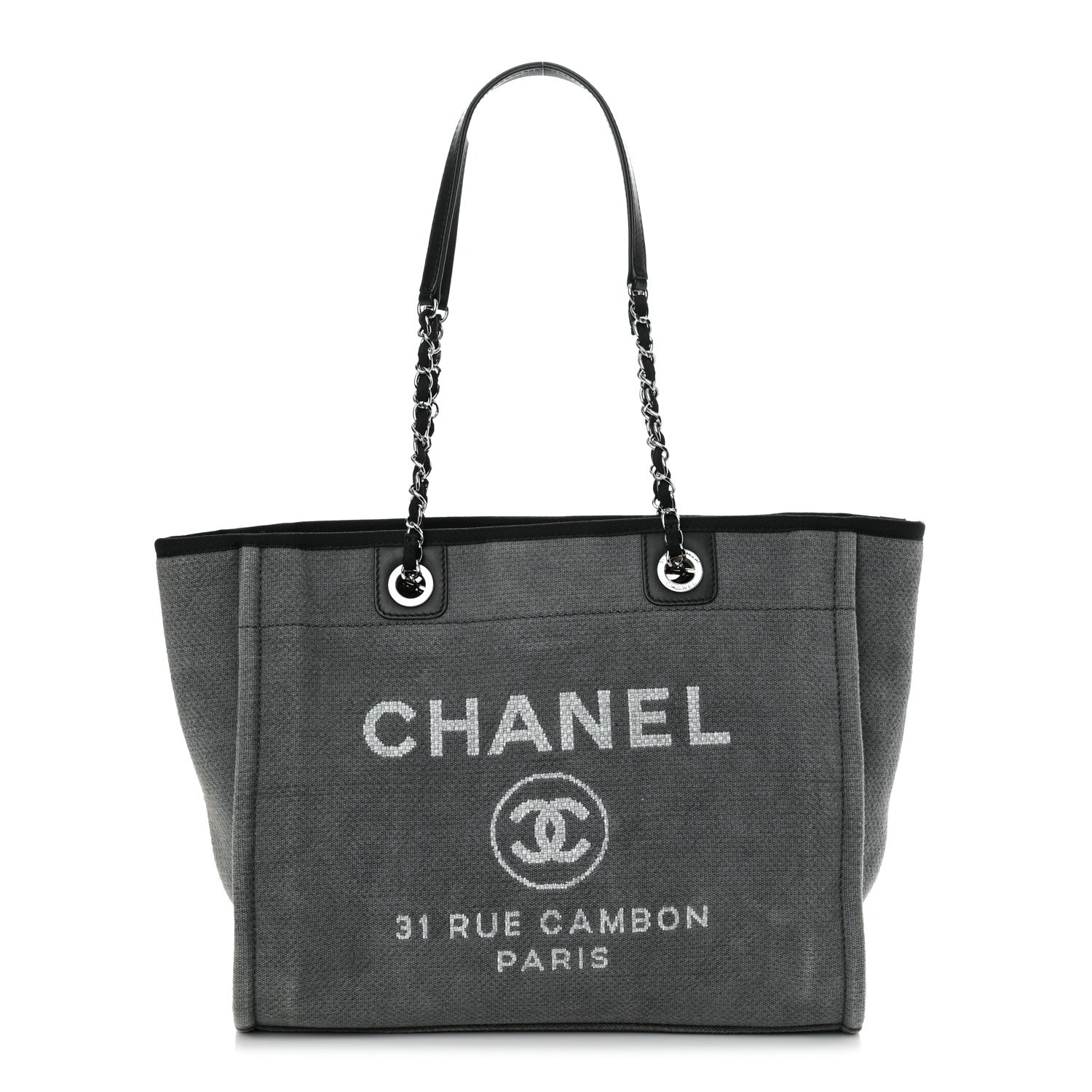 Chanel Canvas Small Deauville Tote Grey 1 of 11