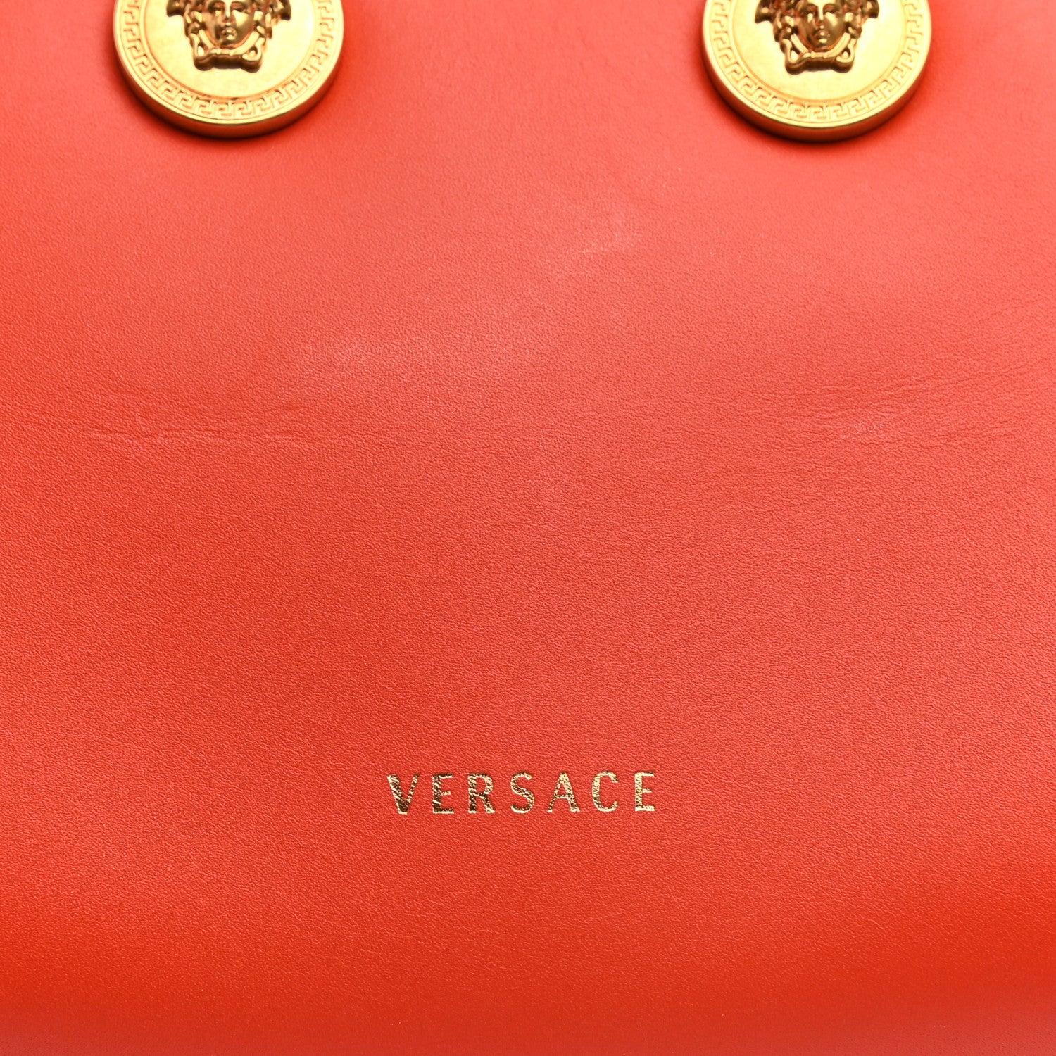 Versace Calfskin Small Medallion Tribute Bowling Bag Orange 12 of 13