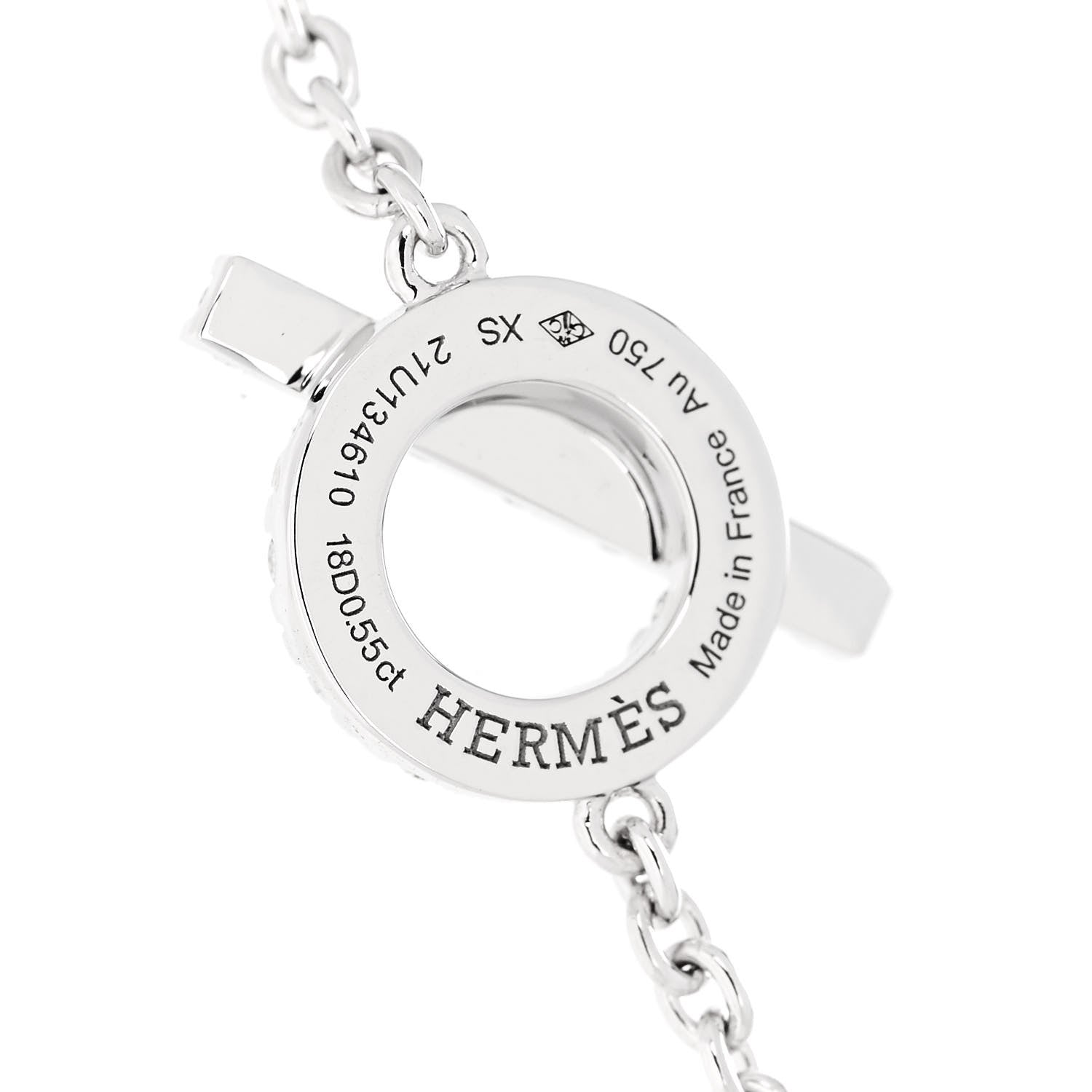 Hermes 18K White Gold Diamond Finesse Bracelet XS 3 of 4