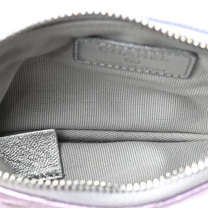 Chanel Gradient Metallic Calfskin Quilted Small Cosmetic Pouch Silver Blue Yellow Purple 5 of 7