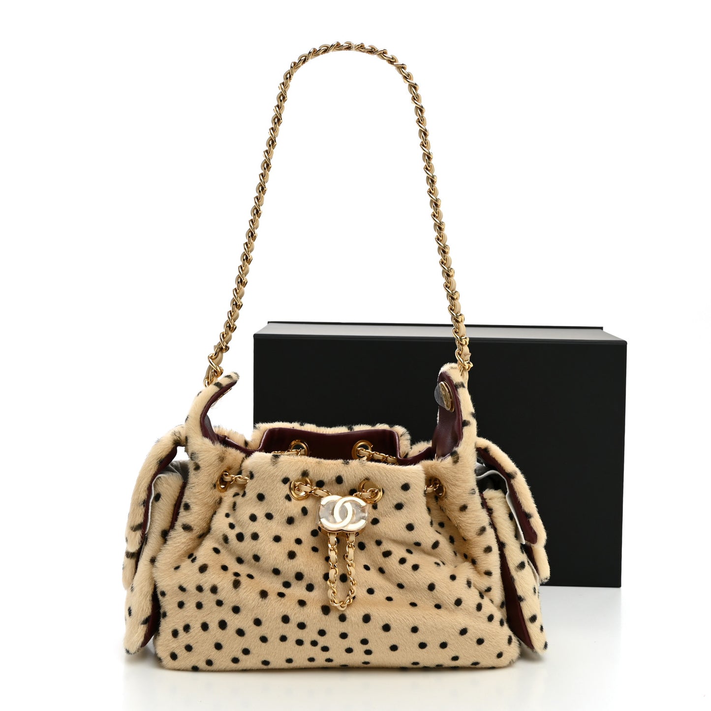 Pony Hair Mini Chanel 25 Handbag Beige Black
