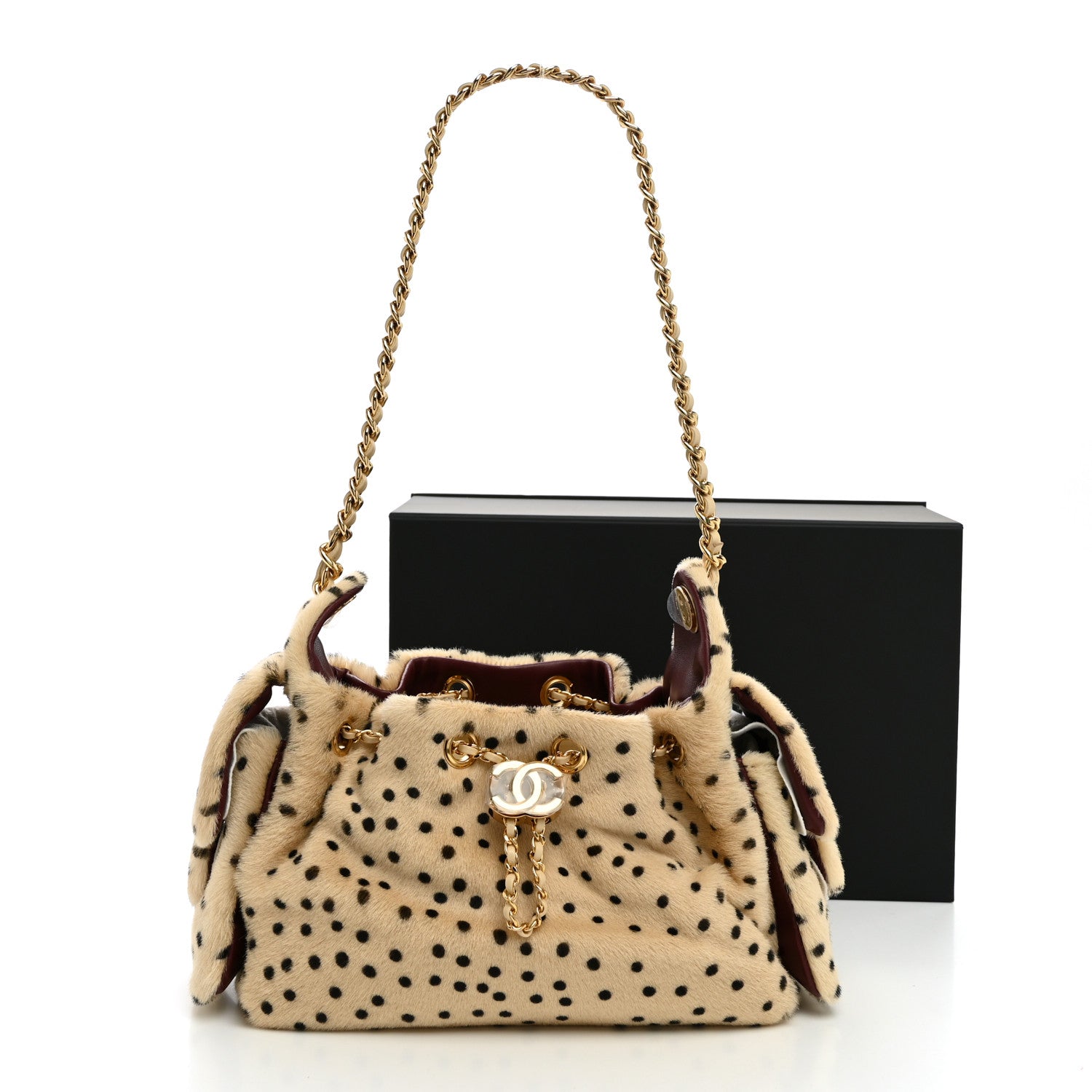 Chanel Pony Hair Mini Chanel 25 Handbag Beige Black 10 of 10