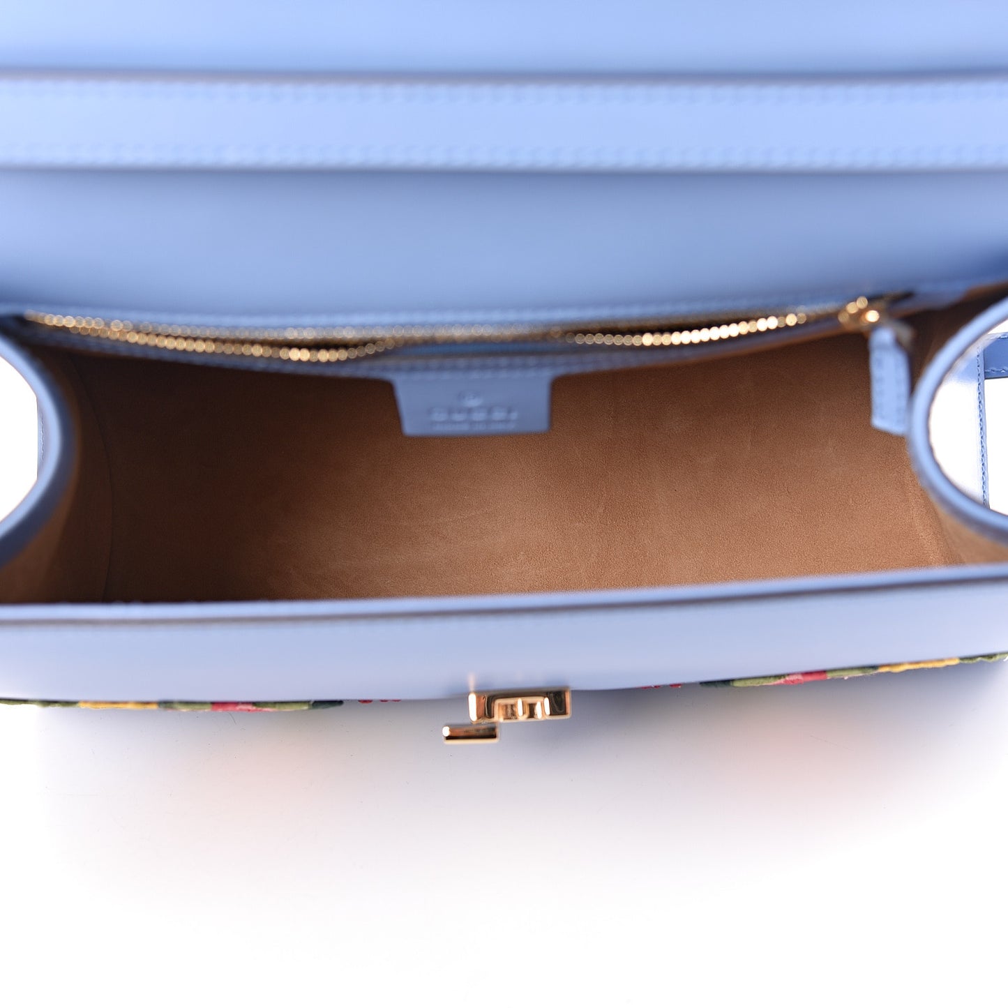 Calfskin Embroidered Medium Sylvie Top Handle Bag Clear Sky Blue