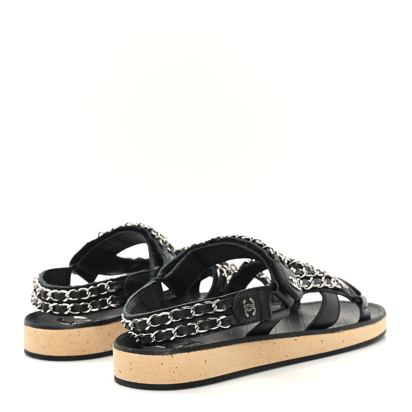 Lambskin Chain Sandals 39 Black