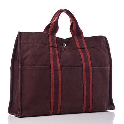 Hermes Canvas Fourre Tout MM Burgundy 3 of 20
