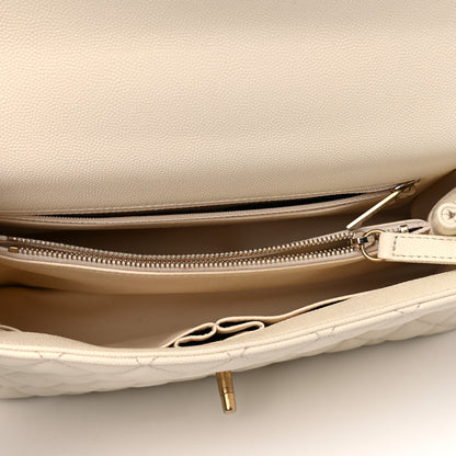 Chanel Caviar Elaphe Quilted Small Coco Handle Flap Ivory 4 of 4