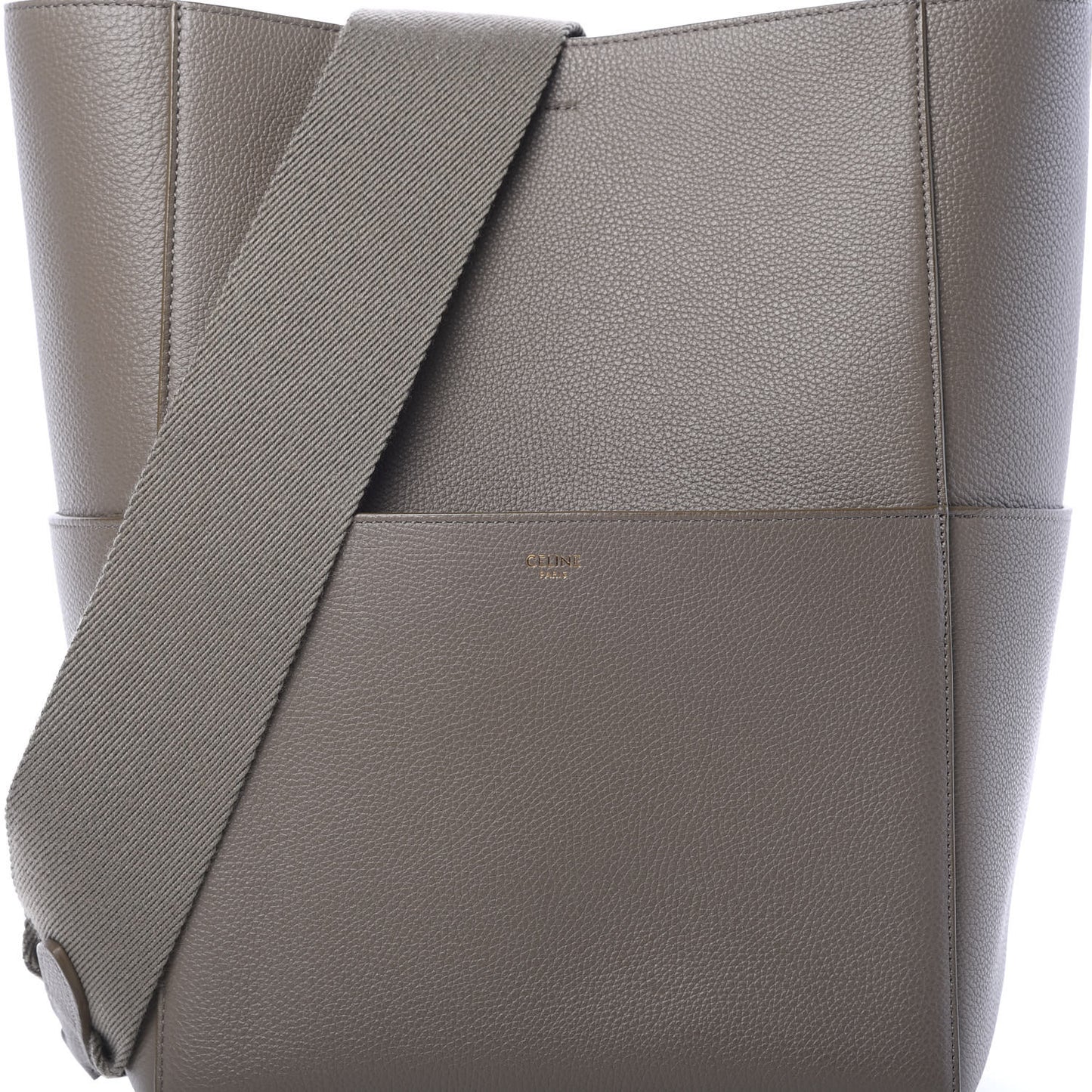 Soft Grained Calfskin Sangle Bucket Bag Taupe