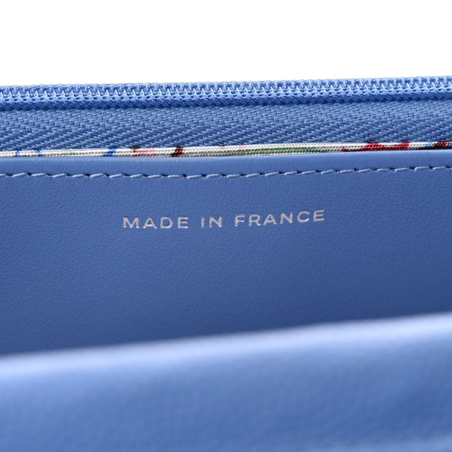 Caviar Quilted Ribbed Metal Wallet on Chain WOC Blue