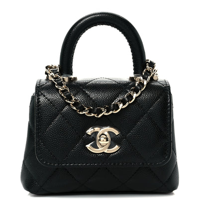 Chanel Caviar Quilted Nano Coco Handle Clutch With Chain Black 1 of 12