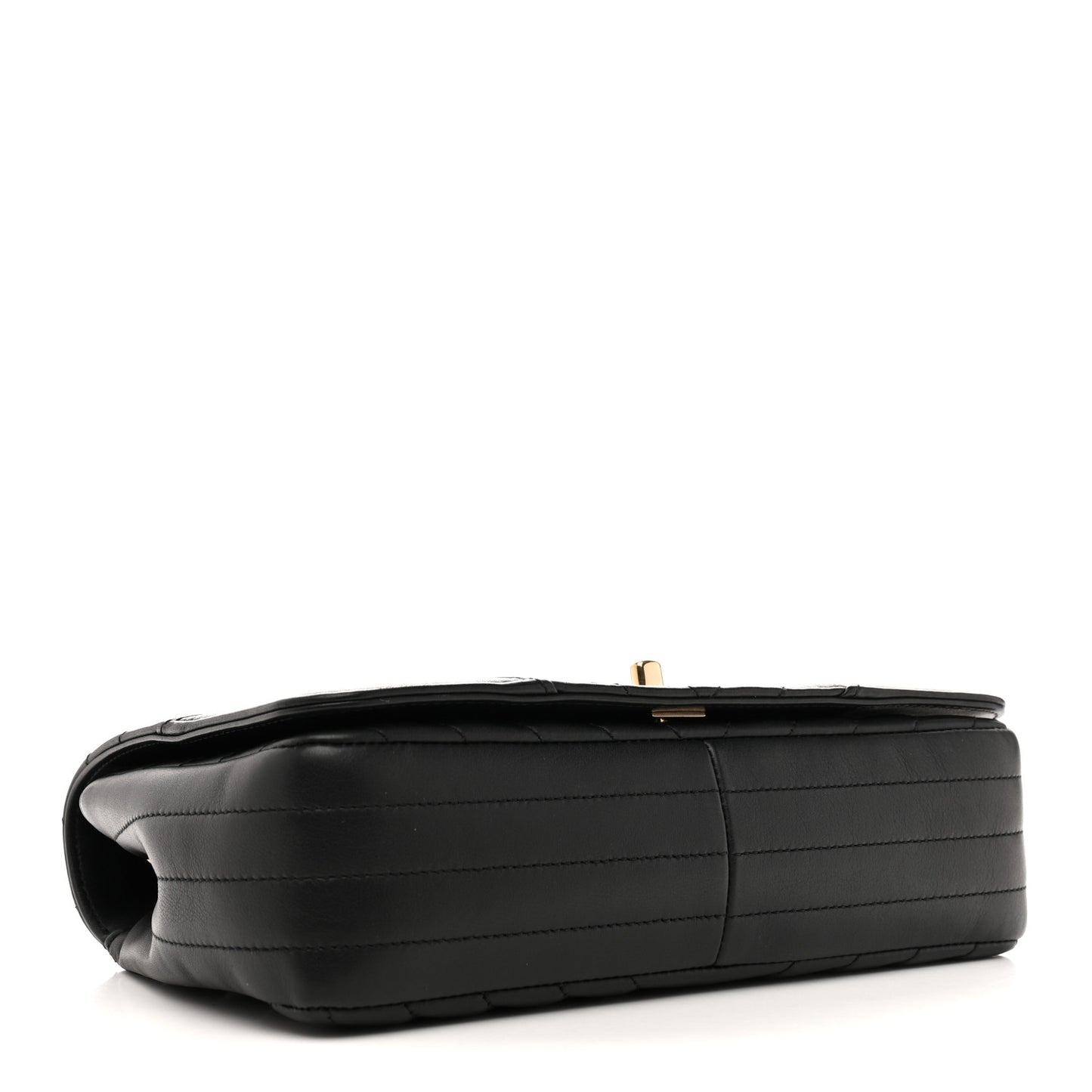 Calfskin Chevron Quilted Small Statement Flap Black