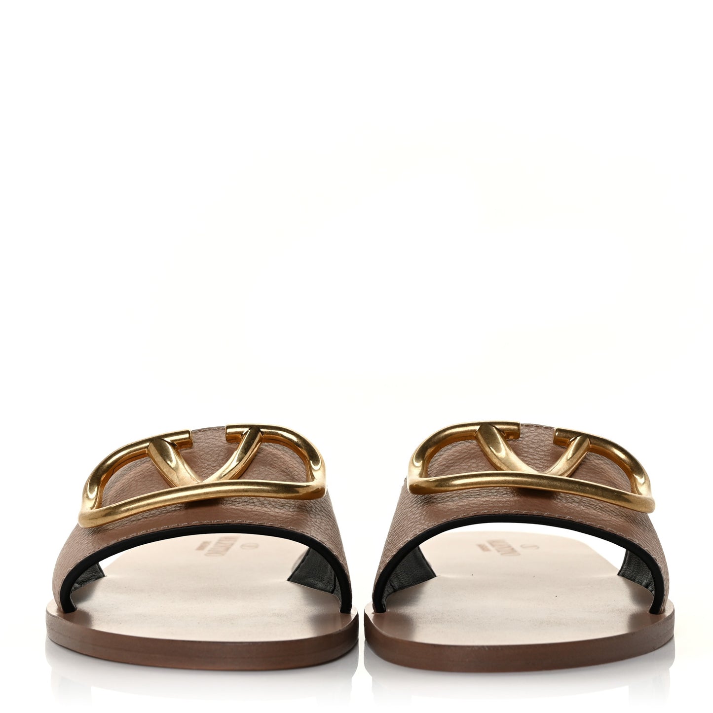 Grainy Cowhide Vlogo Flat Slide Sandals 36 Rose Cannelle