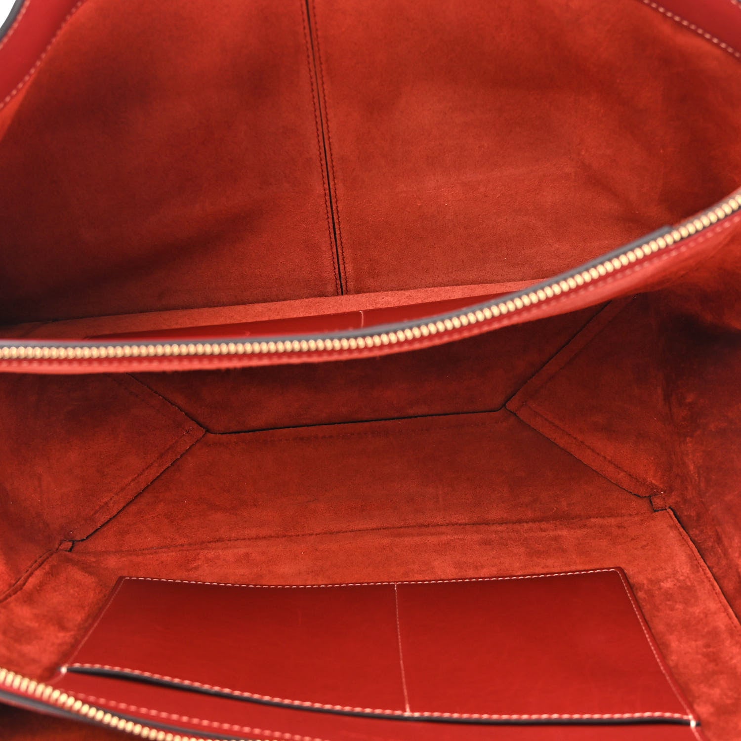 Celine Calfskin Medium Tri-Fold Bag Red Wood 5 of 12
