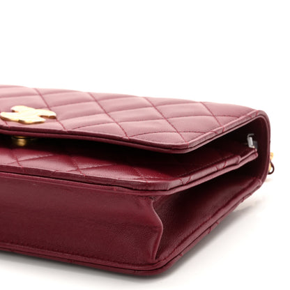 Chanel Lambskin Quilted Pick Me Up Wallet On Chain WOC Burgundy 11 of 12