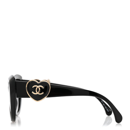 Chanel Acetate Enamel Heart Butterfly Sunglasses 5517 Black 1 of 8