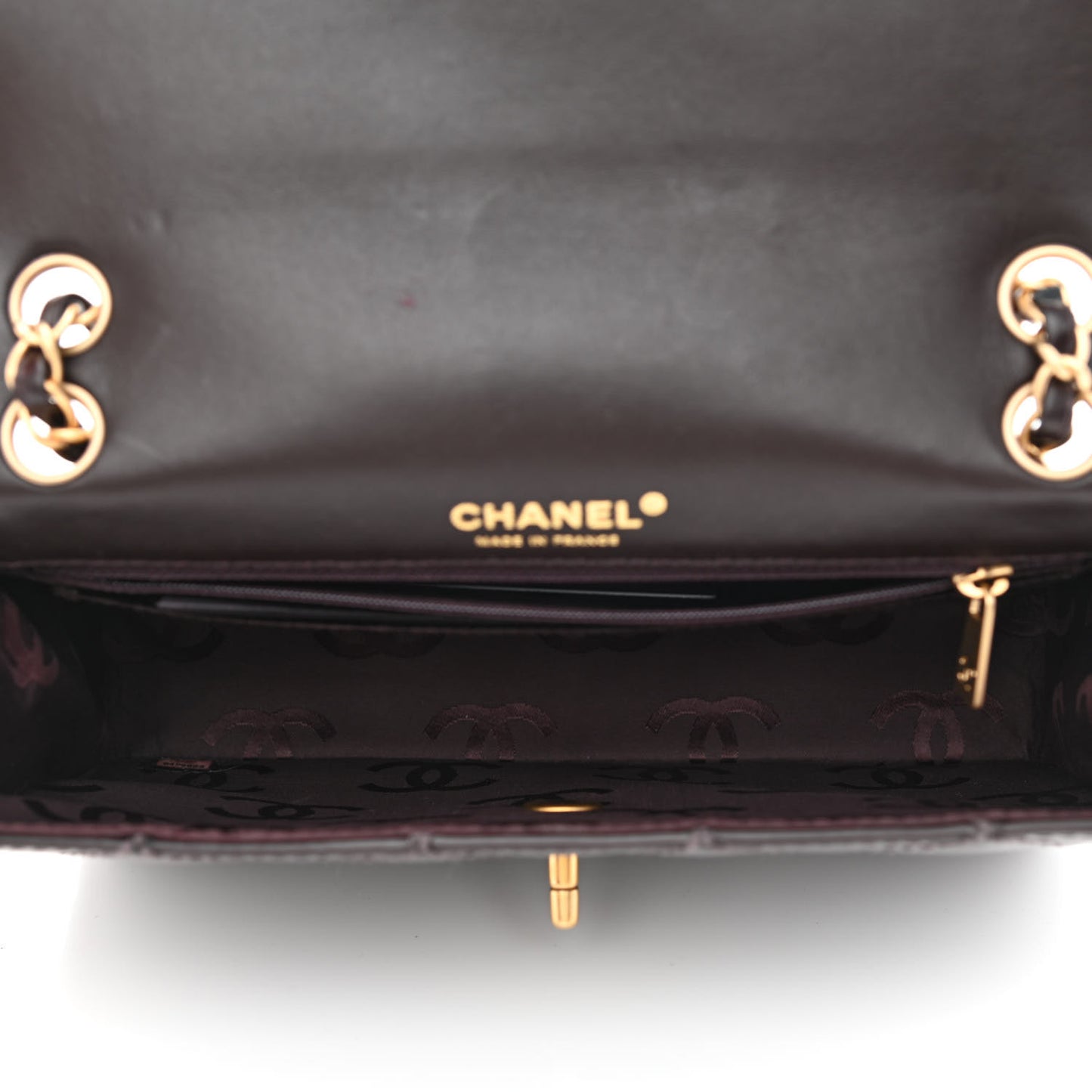 Glazed Calfskin Stitched Small Flap Brown