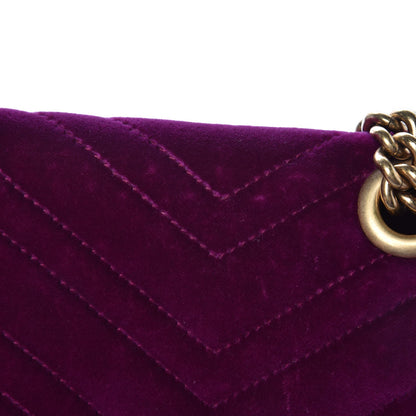 Gucci Velvet Matelasse Medium GG Marmont Shoulder Bag Fuchsia Violet Cyclamen 11 of 12