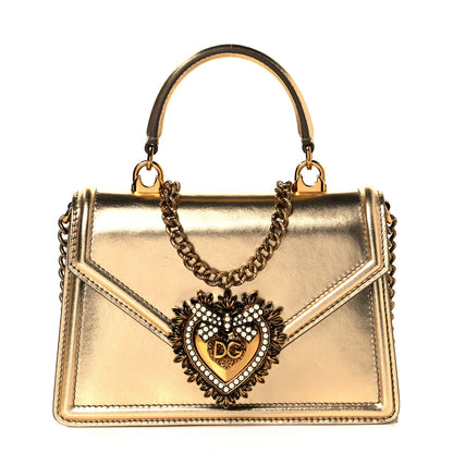 Dolce & Gabbana Smooth Calfskin Devotion Envelope Top Handle Bag Gold 1 of 9