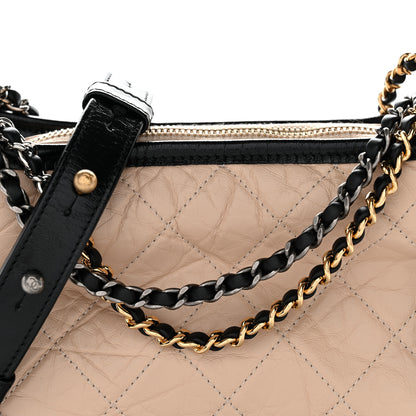 Chanel Aged Calfskin Quilted Small Gabrielle Hobo Beige Black 8 of 11