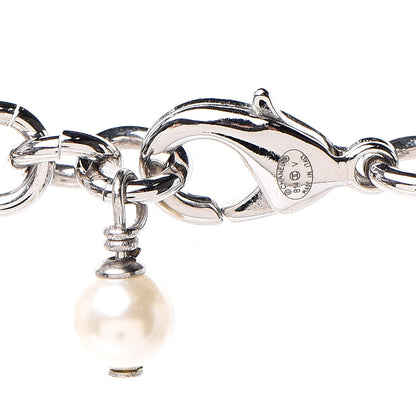 Chanel Crystal Pearl CC Long Necklace Silver 4 of 6