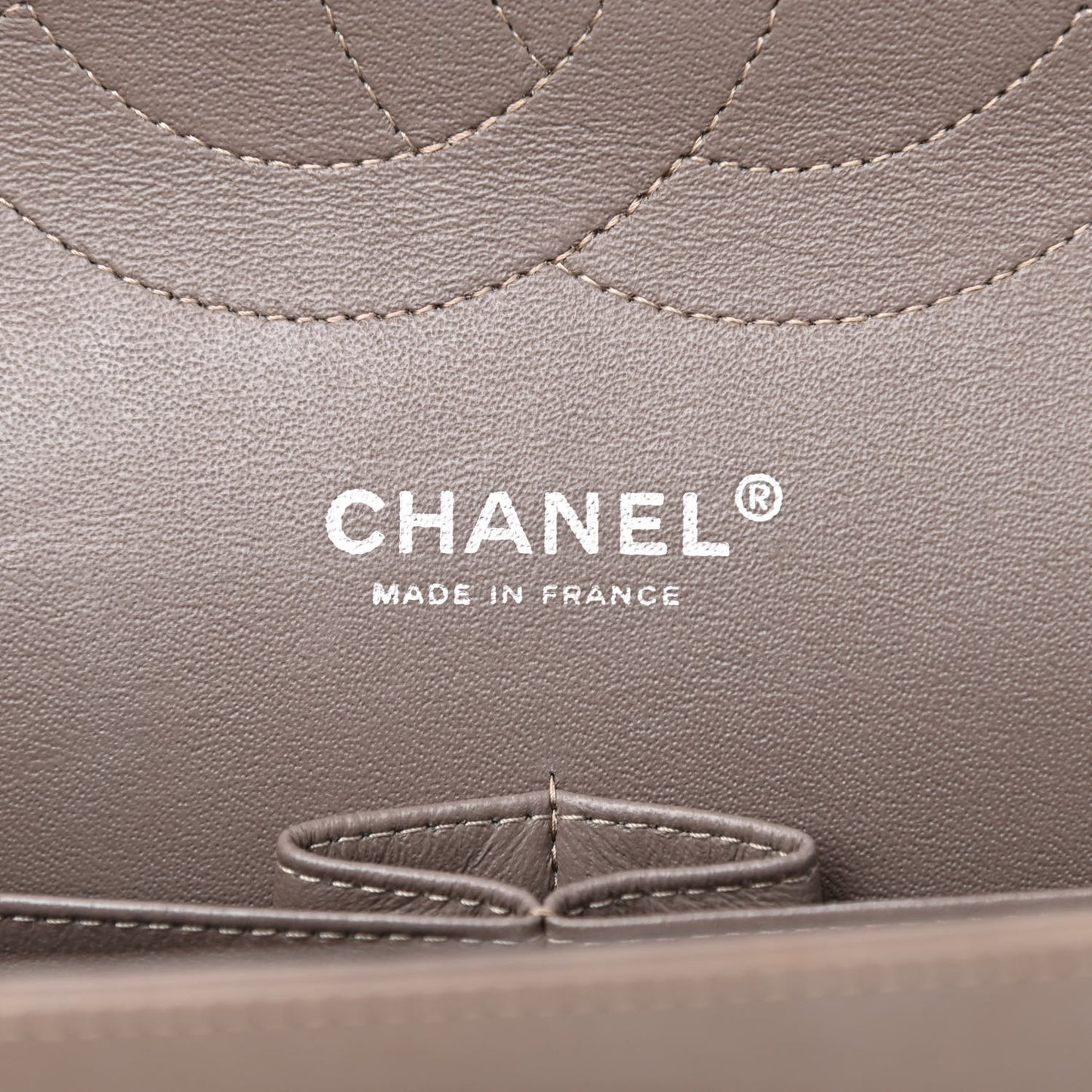 Patent Calfskin Quilted Jumbo Double Flap Grey