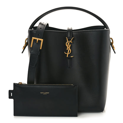 Saint Laurent Smooth Shiny Calfskin Monogram Le 37 Bucket Bag Black 3 of 10