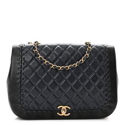 Chanel Lambskin Braided Flap Navy Black 1 of 10