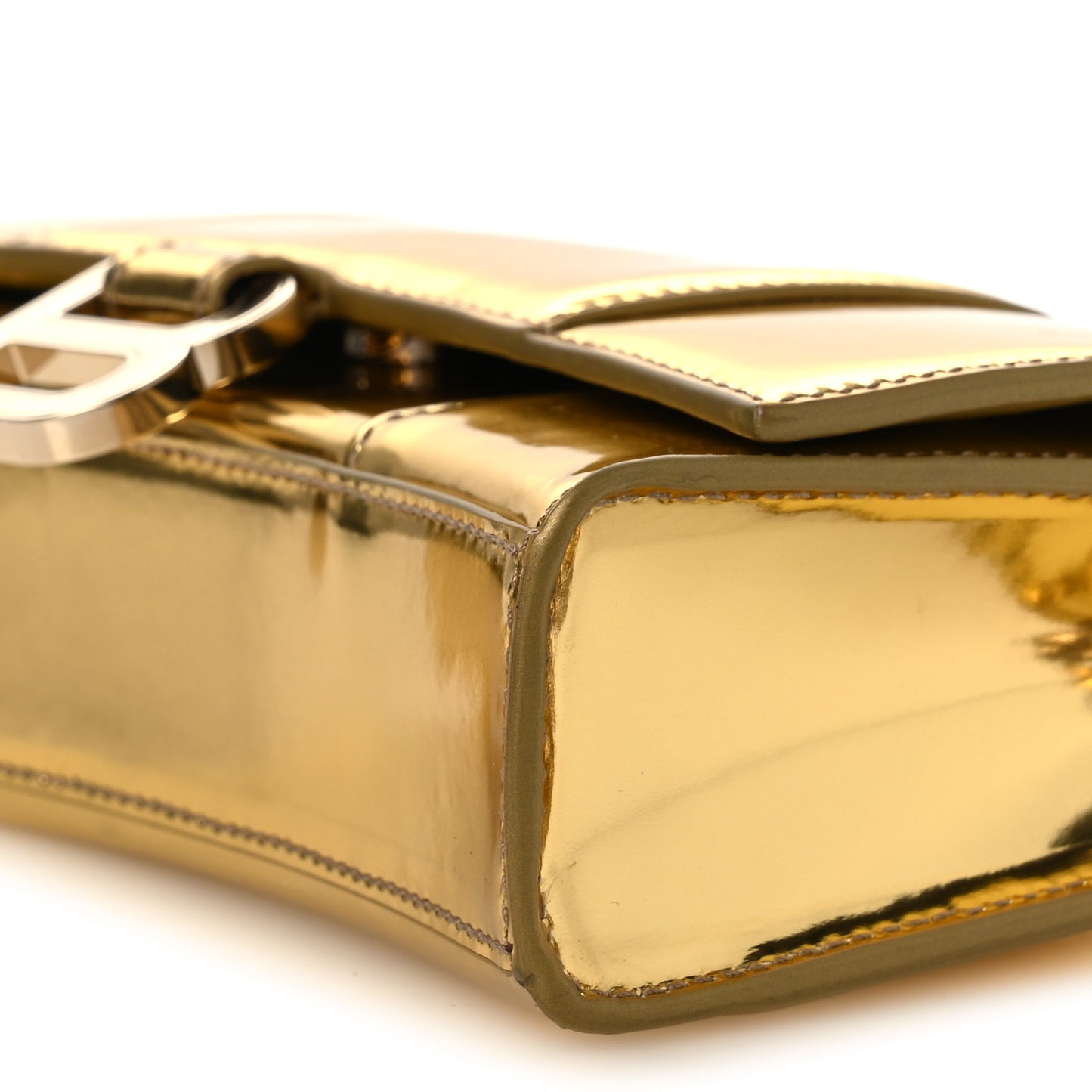 Mirror Calfskin Hourglass Chain Bag Gold
