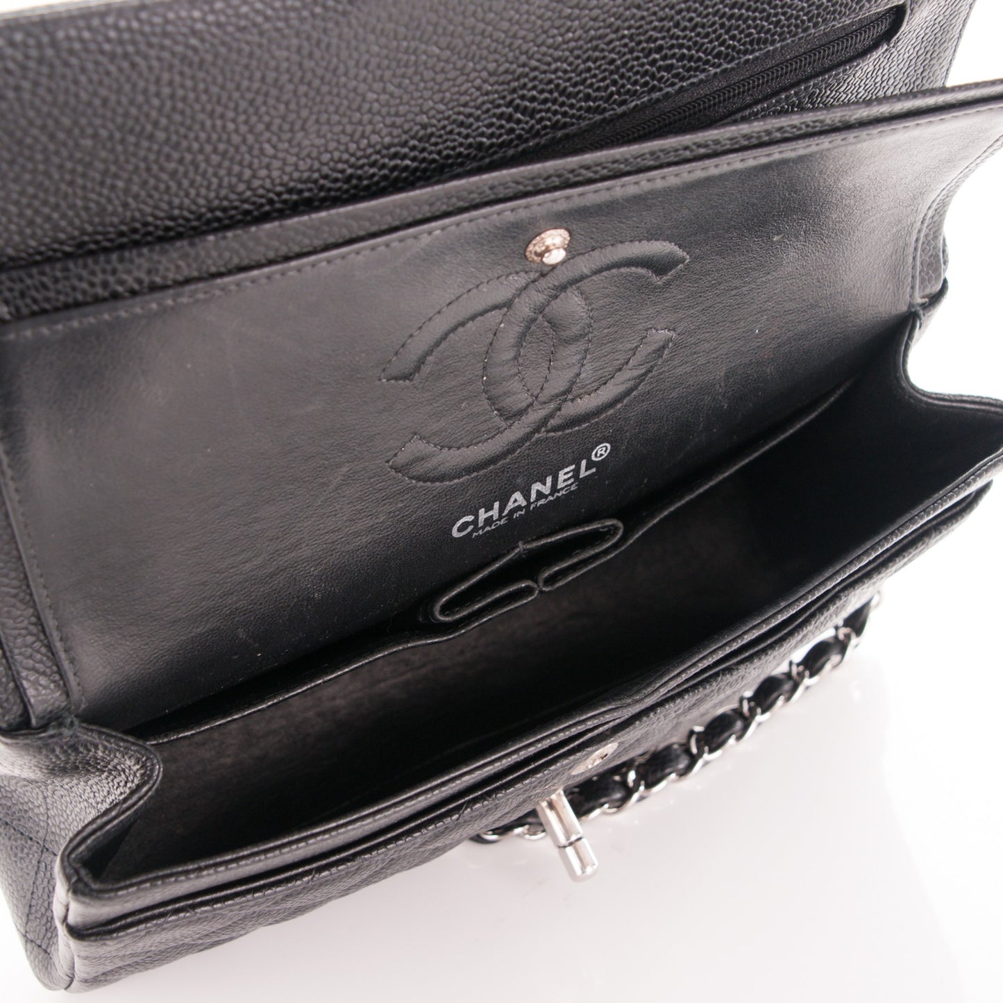 Caviar Quilted Small Double Flap Black