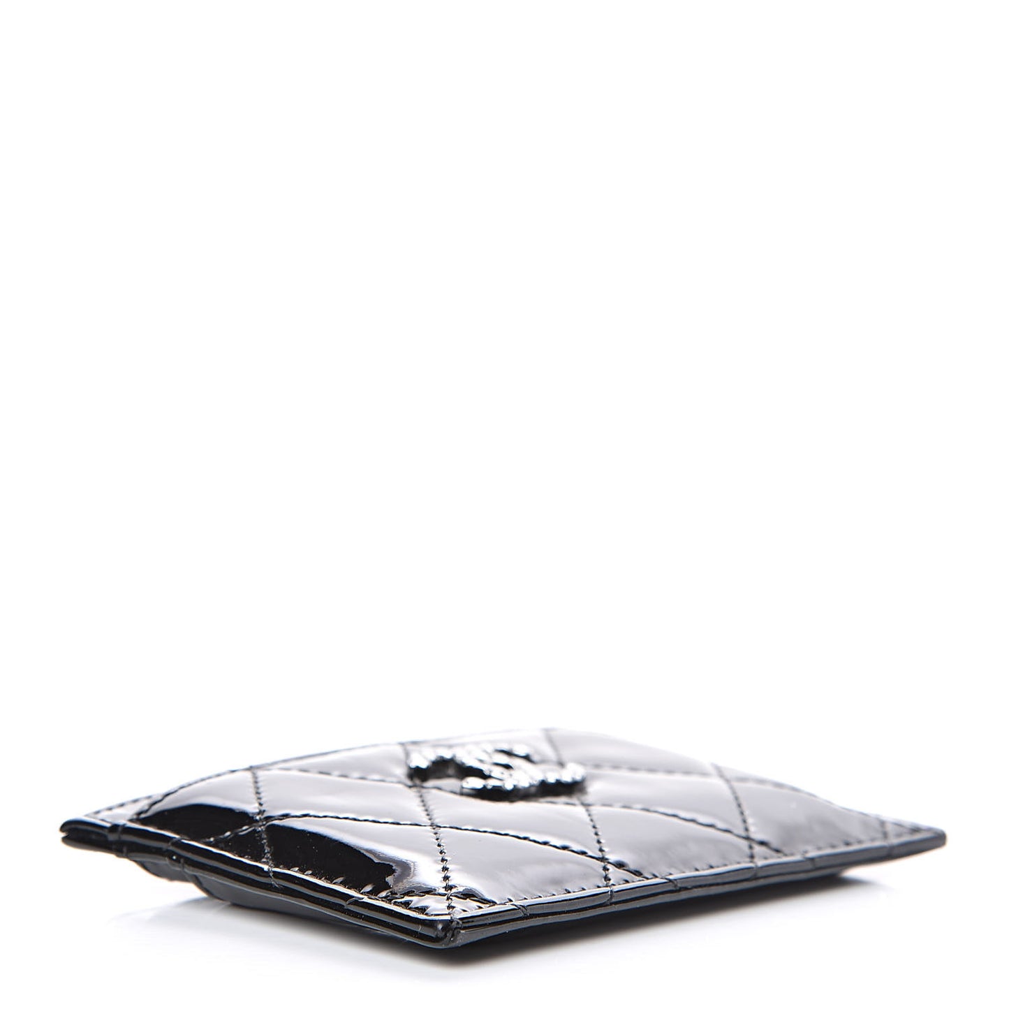 Patent Quilted Brilliant Card Holder Black