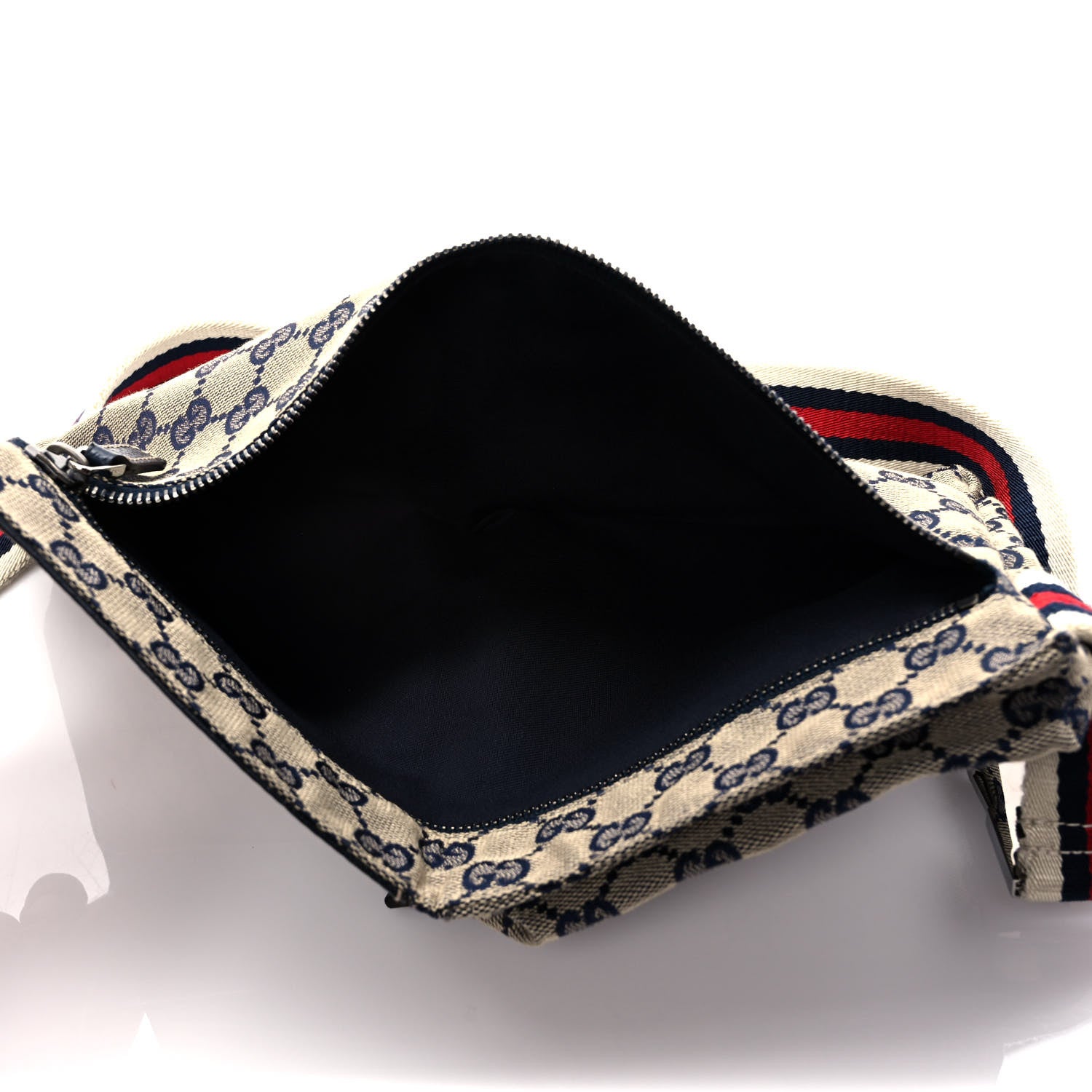 Gucci GG Monogram Web Double Pocket Belt Bag Navy 5 of 8