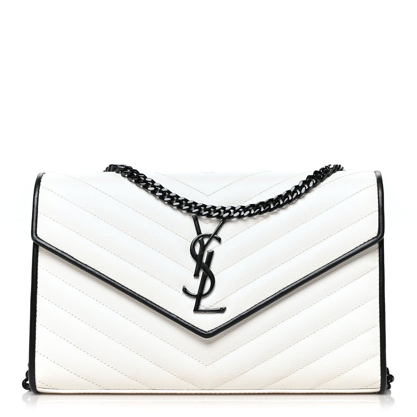 Grain De Poudre Matelasse Monogram Chain Wallet White Black