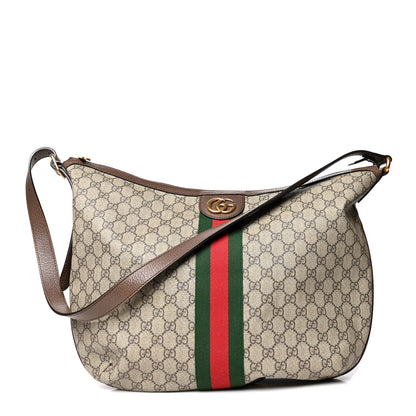 Gucci GG Supreme Monogram Web Ophidia Half Moon Hobo Brown 1 of 12