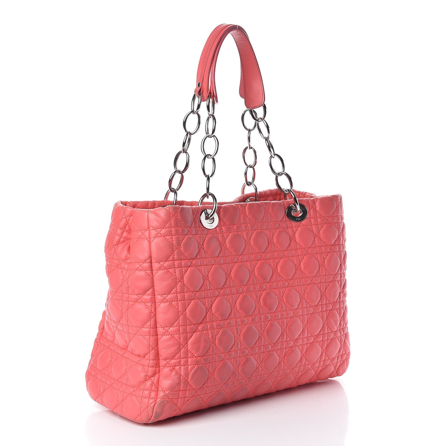 Christian Dior Lambskin Cannage Large Dior Soft Shopping Tote Coral 3 of 18