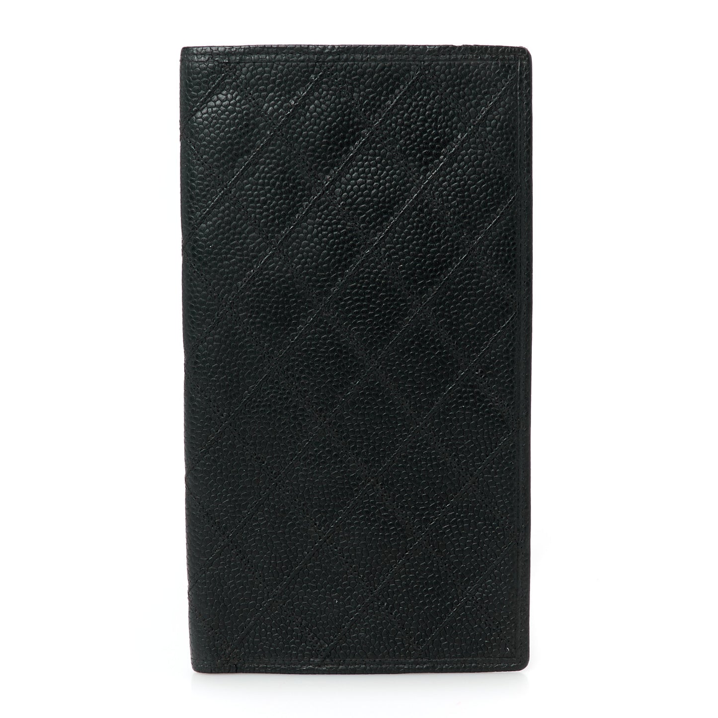 Caviar Diamond Stitched Check Book Wallet Black