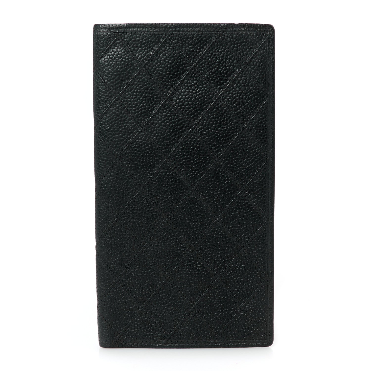 Chanel Caviar Diamond Stitched Check Book Wallet Black 1 of 10