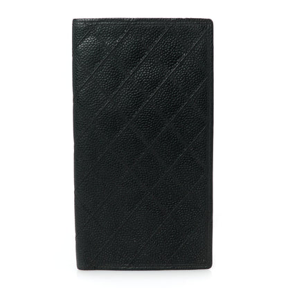 Chanel Caviar Diamond Stitched Check Book Wallet Black 1 of 10