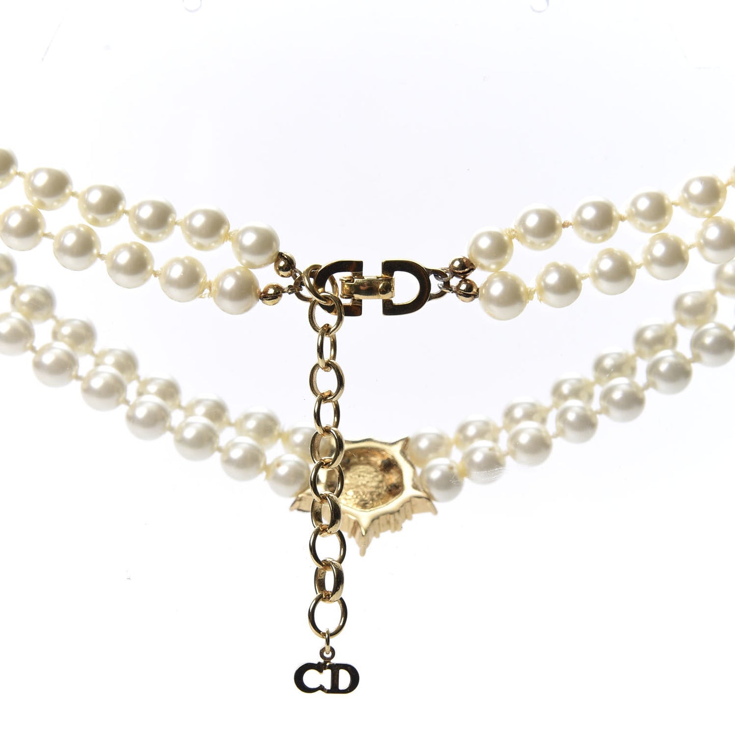 Pearl Crystal Necklace Gold