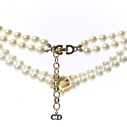 Christian Dior Pearl Crystal Necklace Gold 3 of 3