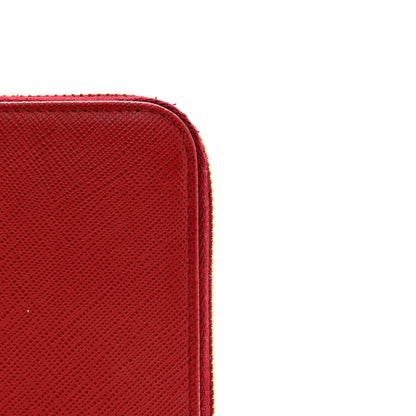 Prada Saffiano Metal Zip Around Wallet Fuoco 10 of 11