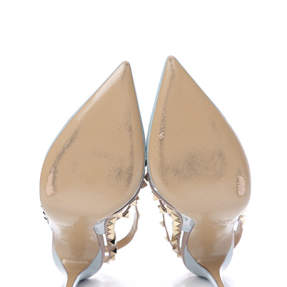 Valentino Garavani Patent Nappa Rockstud Ankle Strap 100mm Pumps 38 Sky Sorbet Poudre 6 of 8
