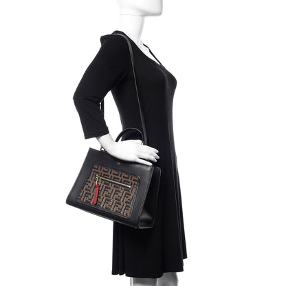 Fendi Vitello Century F is Fendi FF 1974 Embossed Small Runaway Satchel Black Maya 2 of 16