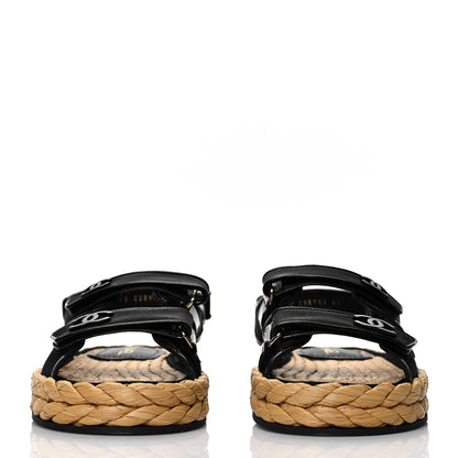 Chanel Mesh Patent Calfskin Velcro Dad Sandals 41 Black 2 of 8