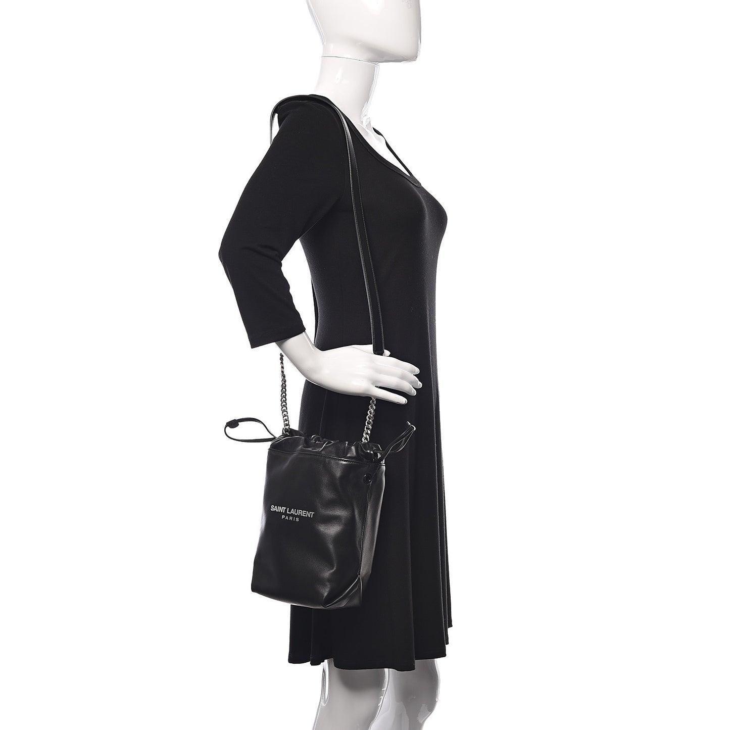 Lambskin Small Teddy Bucket Bag Black