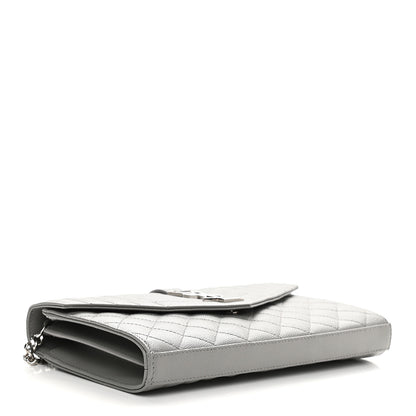 Saint Laurent Grain De Poudre Mixed Matelasse Triquilt Monogram Chain Wallet Fog 3 of 7