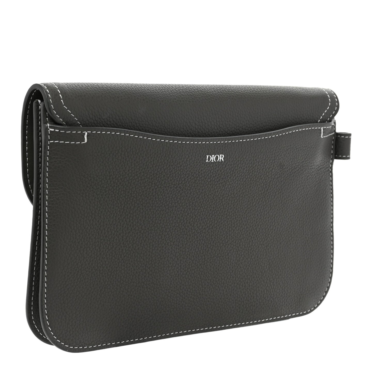 X KAWS Grained Calfskin Saddle Wristlet Grey