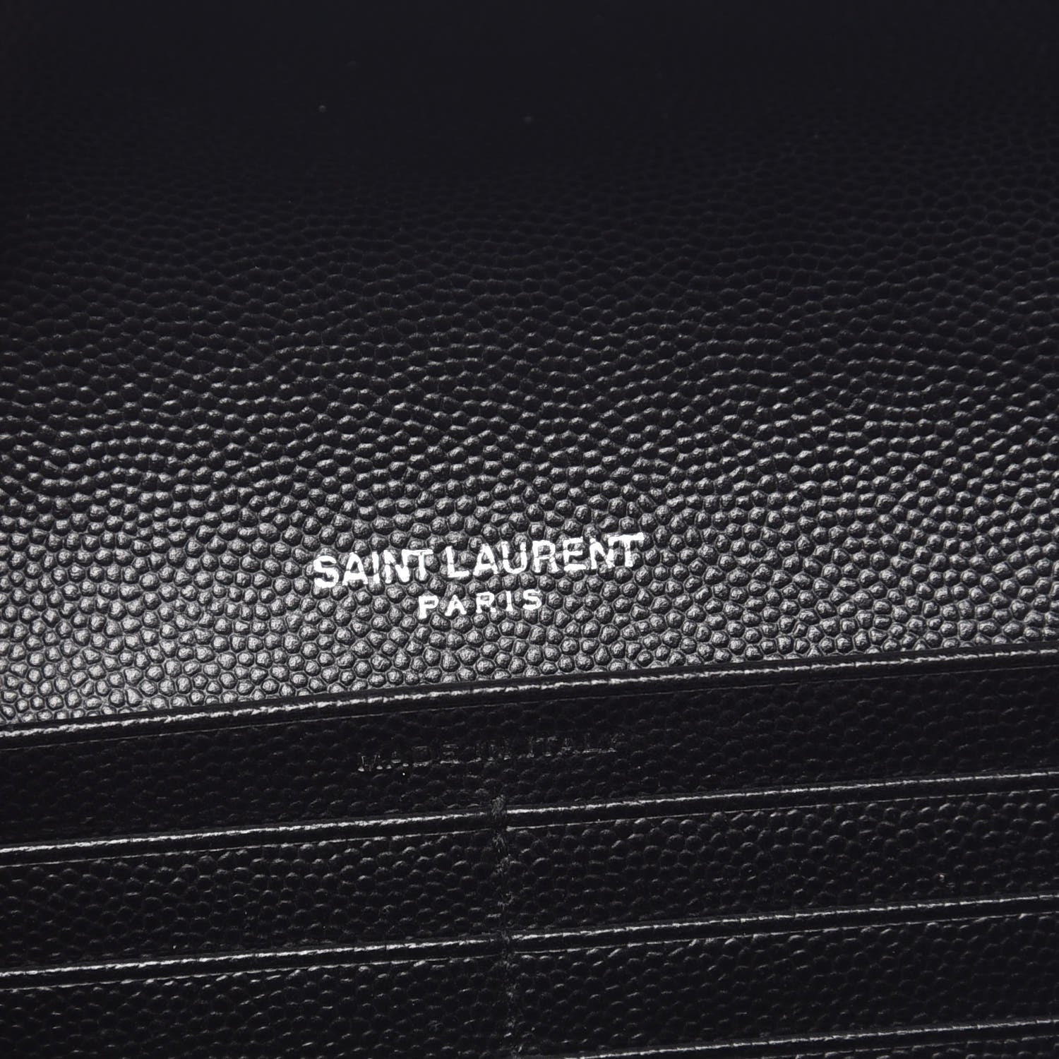 Saint Laurent Grain De Poudre Matelasse Chevron Monogram Flap Wallet Black 6 of 9