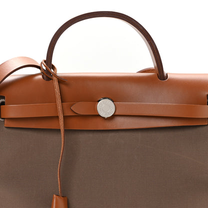 Hermes Vache Hunter Toile Officier Herbag Zip PM 31 Etoupe Fauve 9 of 11