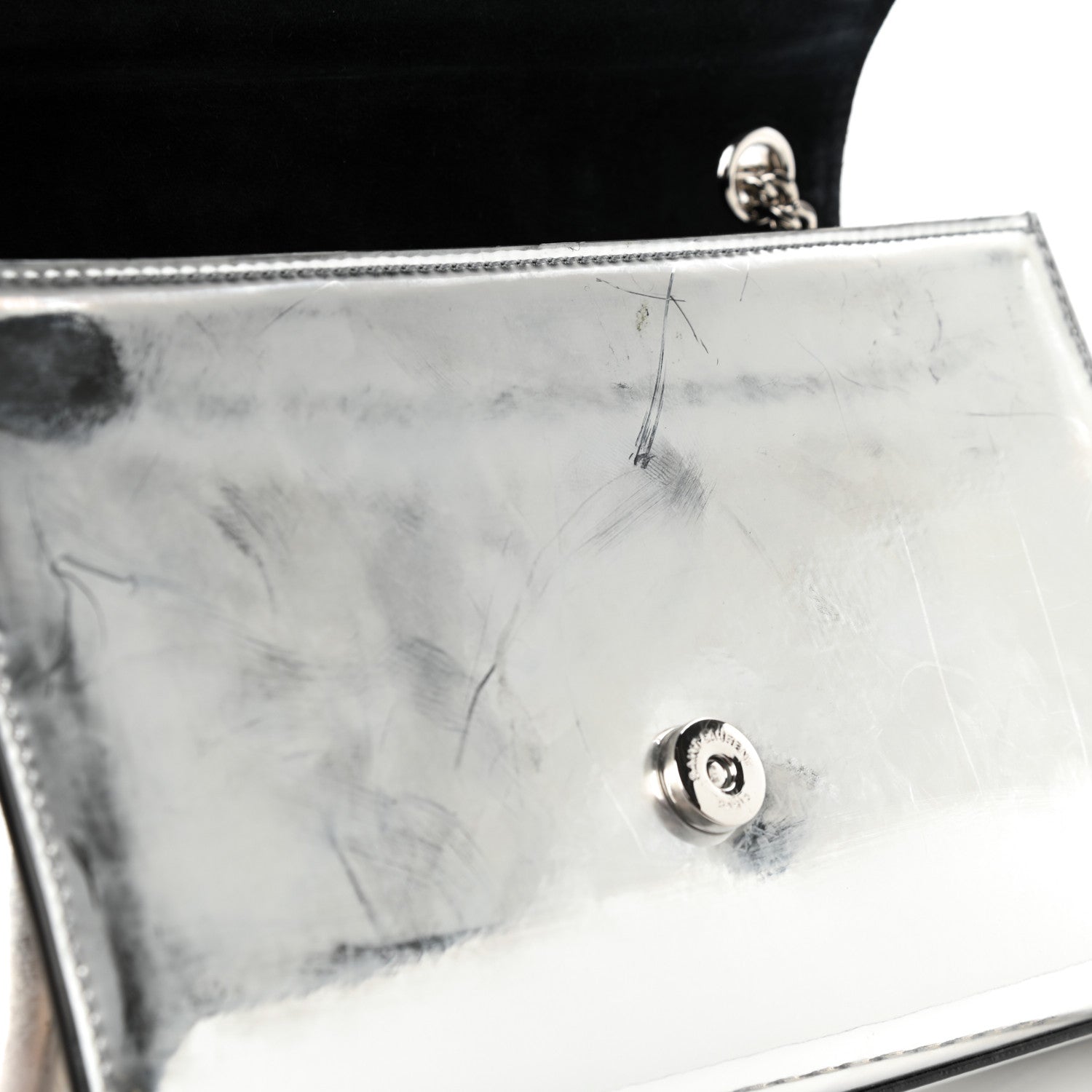Saint Laurent Vinyl Mirror Small Classic Monogram Kate Satchel Argento 8 of 11
